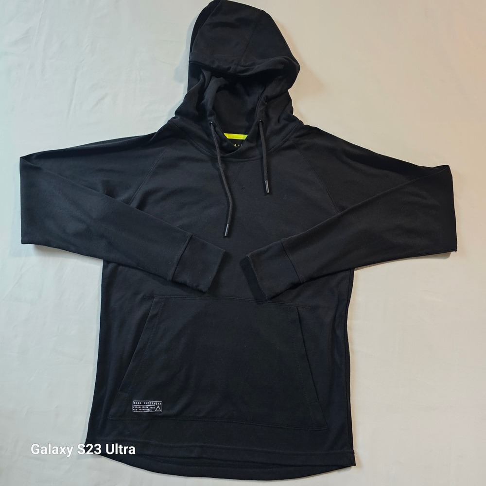SAGA Outerwear TEK Mens Small  Lightweight Hoodie Pullover Black Snowboard ski